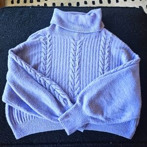 Lilac Cropped Turtleneck Sweater